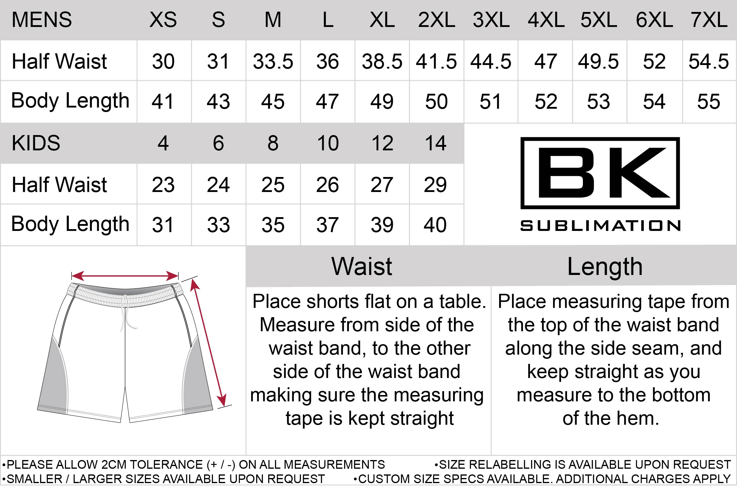 size chart